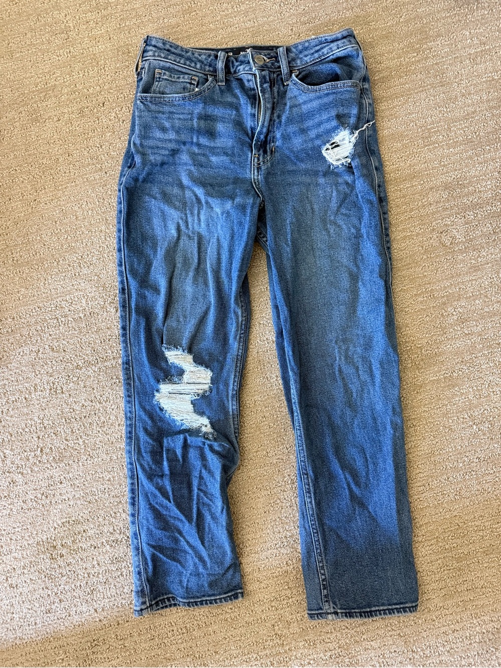 Hollister Straight Leg Distressed Blue Jeans